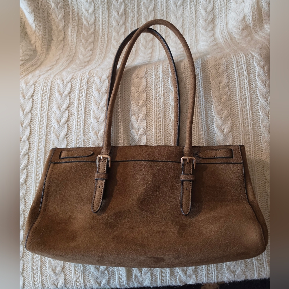 H & M Elegant Brown Suede Handbag - Picture 2 of 3